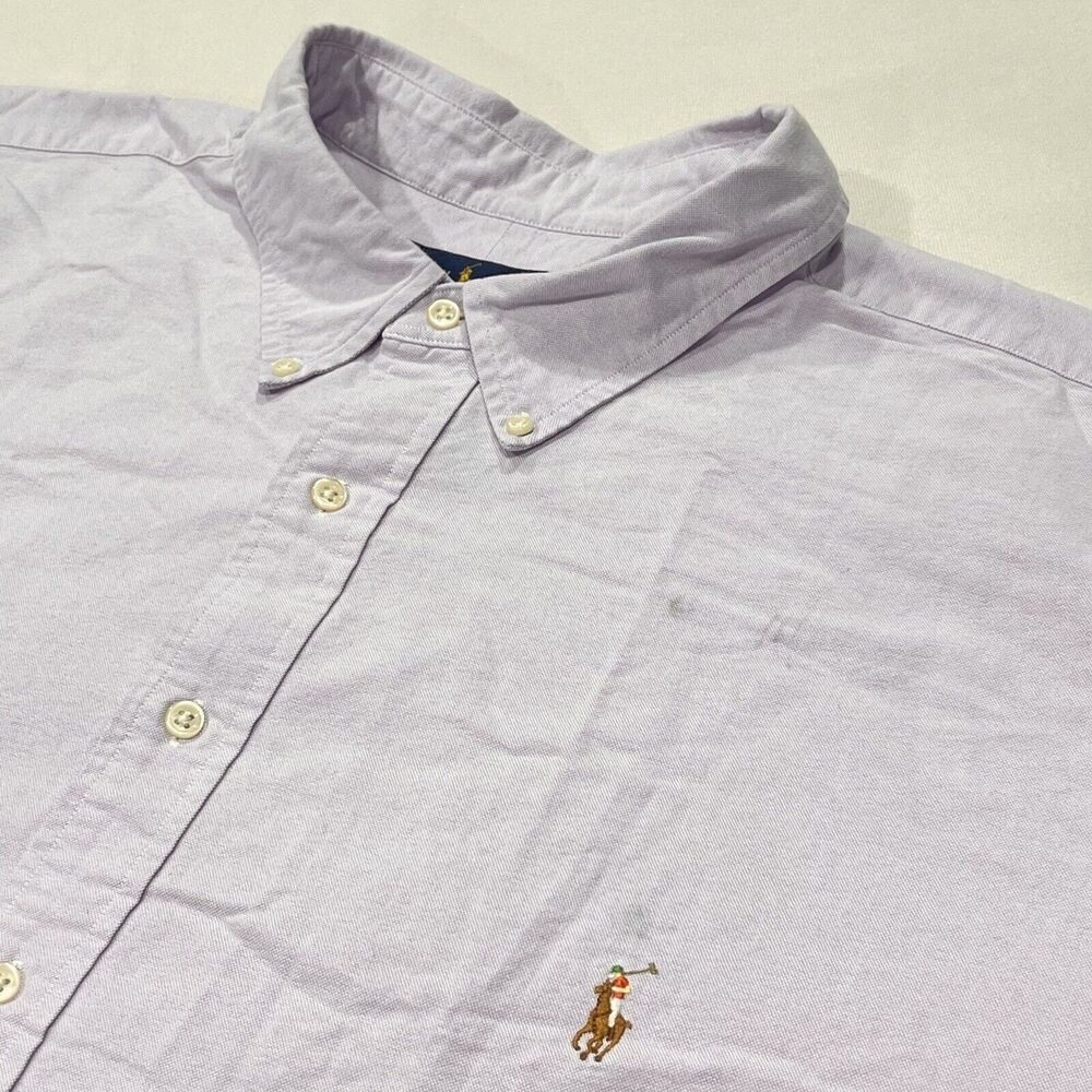 Ralph Lauren Purple Solid Oxford Long Sleeve Button Down Shirt Mens 4XB BIG Flaw